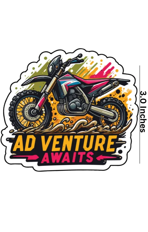 Adventure Awaits Universal Sticker | Printed In Premium Gloss Vinyl With FPF(Fade Protection Film), Water Proof, Precut Sticker, Pack Of 1